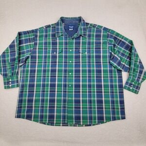 Wrangler Brushpopper Long Sleeve Pearl Snap Shirt Measures 4X Big Plaid Rodeo‎